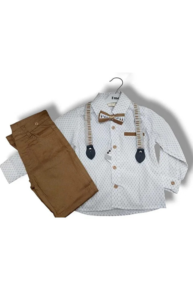 Papyonlu Desenlı Gomlek Takım